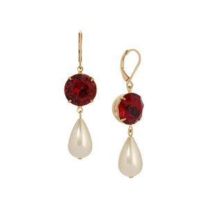 1928 ���f�B�[�X �A�N�Z�T���[ �s�A�X�E�C�������O 1928 Gold-Tone Simulated Pearl Red Crystal Drop Earrings Red ���b�h