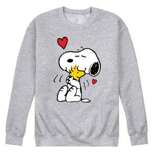 �A�j���L�����N�^�[ �����Y �g�b�v�X T�V���c �X�E�F�b�g �t���[�X Licensed Character Men's Peanutsnoopy & Woodstock Heart Fleece Sweatshirt Heather Gray �O���[