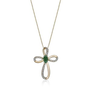 yz Gemminded fB[X lbNXE`[J[Ey_ggbv ANZT[ Gemminded 10k Gold Emerald & Diamond Accent Cross Pendant Necklace 10k Gold