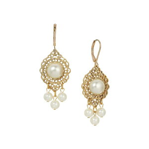 1928 ���f�B�[�X �A�N�Z�T���[ �s�A�X�E�C�������O 1928 Gold Tone Simulated Pearl Chandelier Drop Earrings White �z���C�g