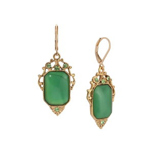 1928 fB[X ANZT[ sAXECO 1928 Gold Tone Green Crystal Rectangle Drop Earrings Green O[