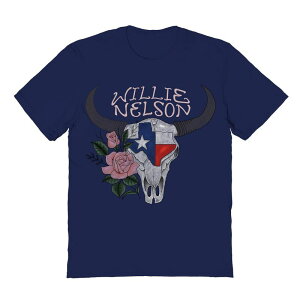 �A�j���L�����N�^�[ �����Y �g�b�v�X T�V���c �O���t�B�b�N Licensed Character Men's Willie Nelson Texas Rosestar Graphic Tee Navy �l�C�r�[