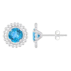 yz Celebration Gems fB[X sAXECO ANZT[ Celebration Gems Sterling Silver Round Gemstone Beaded Martini Stud Earrings Blue Topaz