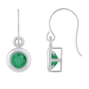 yz Celebration Gems fB[X sAXECO ANZT[ Celebration Gems Sterling Silver 4 mm Round Gemstone Drop Earrings Emerald