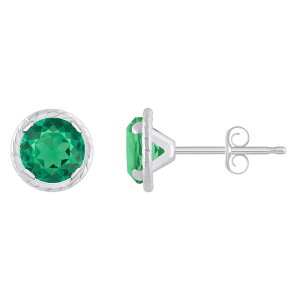 yz Celebration Gems fB[X sAXECO ANZT[ Celebration Gems 10k White Gold 5 mm Round Lab-Created Gemstone Martini Rope Stud Earrings Created Emerald