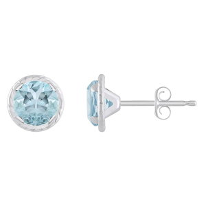 yz Celebration Gems fB[X sAXECO ANZT[ Celebration Gems 10k White Gold 5 mm Round Gemstone Martini Rope Stud Earrings Aquamarine