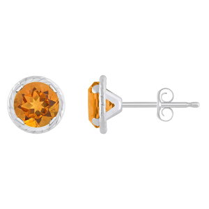 yz Celebration Gems fB[X sAXECO ANZT[ Celebration Gems 10k White Gold 5 mm Round Gemstone Martini Rope Stud Earrings Citrine