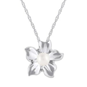 yz Celebration Gems fB[X lbNXE`[J[Ey_ggbv ANZT[ Celebration Gems 10k White Gold Sphere Gemstone Hibiscus Flower Pendant Necklace Freshwater Pearl