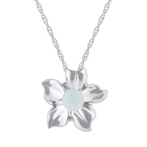 yz Celebration Gems fB[X lbNXE`[J[Ey_ggbv ANZT[ Celebration Gems 10k White Gold Sphere Gemstone Hibiscus Flower Pendant Necklace Milky Aquamarine