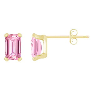 yz Celebration Gems fB[X sAXECO ANZT[ Celebration Gems 10k Gold Emerald-Cut Cubic Zirconia Stud Earrings Pink