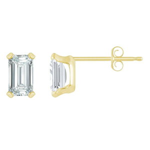 yz Celebration Gems fB[X sAXECO ANZT[ Celebration Gems 10k Gold Emerald-Cut Cubic Zirconia Stud Earrings White