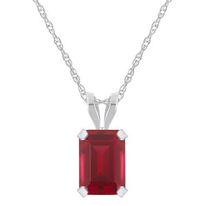 yz Celebration Gems fB[X lbNXE`[J[Ey_ggbv ANZT[ Celebration Gems 10k Gold Emerald-Cut Lab-Created Ruby Pendant Necklace 10k White Gold