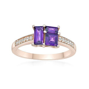 Gemminded fB[X ANZT[ O Gemminded 2 Micron Rose Gold Over Silver Amethyst & Lab-Created White Sapphire Ring Rose Tone zCg