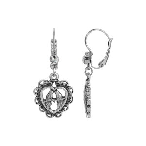 1928 ���f�B�[�X �A�N�Z�T���[ �s�A�X�E�C�������O 1928 Silver Tone Crystalovebirds Drop Earrings Gray �O���[
