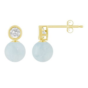 yz Celebration Gems fB[X sAXECO ANZT[ Celebration Gems 10k Gold 5 mm Sphere Gemstone Drop Earrings Milky Aquamarine