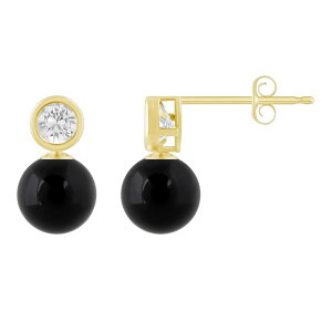 yz Celebration Gems fB[X sAXECO ANZT[ Celebration Gems 10k Gold 5 mm Sphere Gemstone Drop Earrings Onyx