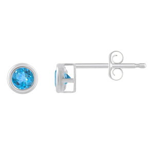 yz Celebration Gems fB[X sAXECO ANZT[ Celebration Gems 10k White Gold 3 mm Round Gemstone Stud Earrings Blue Topaz