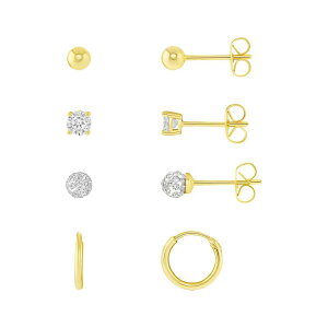�v�������[�Y ���f�B�[�X �A�N�Z�T���[ �s�A�X�E�C�������O PRIMROSE Cubic Zirconia Stud & Hoop Earrings Quad Set Gold Tone �S�[���h