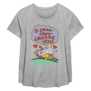 �A�j���L�����N�^�[ ���f�B�[�X �g�b�v�X T�V���c �v���X�T�C�Y �O���t�B�b�N Licensed Character Plusize The Simpsons I Choo Chose You Train Flowy Graphic Tee Heather Gray �O���[