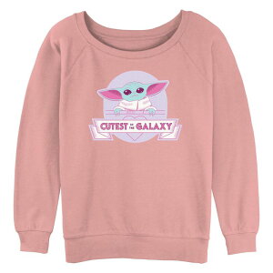 �X�^�[ �E�H�[�Y ���f�B�[�X �g�b�v�X T�V���c �O���t�B�b�N Juniors' Star Wars The Mandalorian Grogu Cutest In The Galaxy Graphic Pullover Desert Pink �s���N