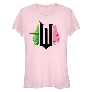 �A�j���L�����N�^�[ ���f�B�[�X �g�b�v�X T�V���c �O���t�B�b�N Licensed Character Juniors' Wicked Elphaband Glinda Profile With W Fitted Graphic Tee Light Pink �s���N
