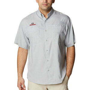 �R�����r�A �����Y �g�b�v�X T�V���c �g�[�� Men's Columbia Gray Georgia Bulldogs Big & Tall Collegiate Tamiami Omni-Shade Full-Button Shirt Uga Grey �O���[