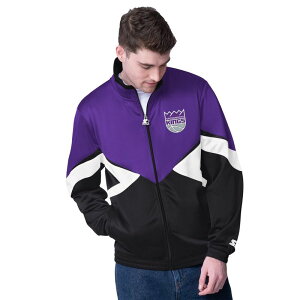 yz X^[^[ Y WPbgEu] AE^[ Men's Starter Purple/Black Sacramento Kings Rush Applique Full-Zip Track Jacket Kng Purple