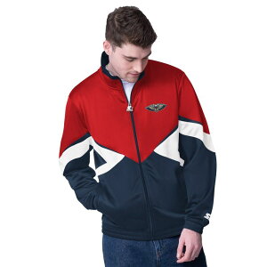 yz X^[^[ Y WPbgEu] AE^[ Men's Starter Red/Navy New Orleans Pelicans Rush Applique Full-Zip Track Jacket Nor Red