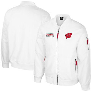 yz RVA Y WPbgEu] AE^[ Men's Colosseum White Wisconsin Badgers White Rabbit Full-Zip Bomber Jacket Wis White