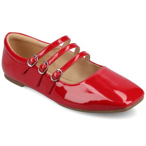 �W�����l �R���N�V���� ���f�B�[�X �V���[�Y �T���_�� Journee Collection Darlin Women's Tru Comfort Foamulti Strap Square Toe Flats Patent Red ���b�h