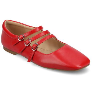 �W�����l �R���N�V���� ���f�B�[�X �V���[�Y �T���_�� Journee Collection Darlin Women's Tru Comfort Foamulti Strap Square Toe Flats Red ���b�h