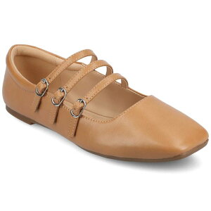 �W�����l �R���N�V���� ���f�B�[�X �V���[�Y �T���_�� Journee Collection Darlin Women's Tru Comfort Foamulti Strap Square Toe Flats Tan �^��