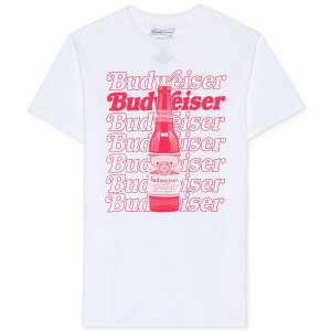 �A�j���L�����N�^�[ �����Y �g�b�v�X T�V���c ���S �O���t�B�b�N Licensed Character Men's Budweiser Bottle & Repeated Logo Graphic Tee White �z���C�g