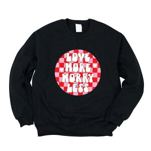 Simply Sage Market ���f�B�[�X �g�b�v�X T�V���c �X�E�F�b�g Simply Sage Market Love More Worry Less Checkered Sweatshirt Midnight �`�F�b�N