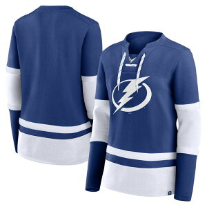 �t�@�i�e�B�N�X ���f�B�[�X �g�b�v�X T�V���c ���[�X Women's Fanatics Blue Tampa Bay Lightning Prime Time Lace-Up Long Sleeve T-Shirt Lgh Blue �u���[