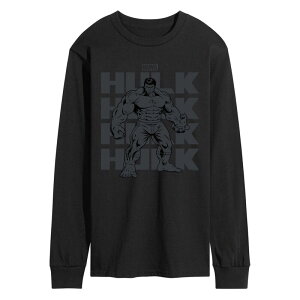 �}�[�x�� �����Y �g�b�v�X T�V���c ���m�N�� �O���t�B�b�N Men's Marvel Hulk Monochrome Long Sleeve Graphic Tee Black �u���b�N