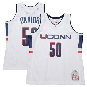 �~�b�`�F��&�l�X �����Y �g�b�v�X T�V���c �W���[�W�[ Men's UConn Huskies Emeka Okafor Mitchell & Ness White 2001/02 Swingman Replica Jersey Con White �z���C�g