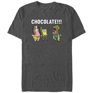 �A�j���L�����N�^�[ �����Y �g�b�v�X T�V���c �p���c �g�[�� �O���t�B�b�N Licensed Character Big & Tall SpongeBob SquarePants Crazy For Chocolate Graphic Tee Charcoal Heather �`���R�[��