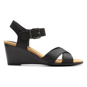 yz N[NX fB[X T_ V[Y Clarks Women's Emmalae Iris Wedge Sandals Black Leather