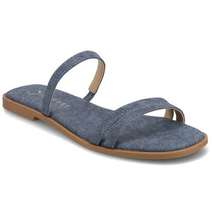yz Wl RNV fB[X T_ V[Y Journee Collection Women's Multi Strap Slide On Flat Sandals Denim