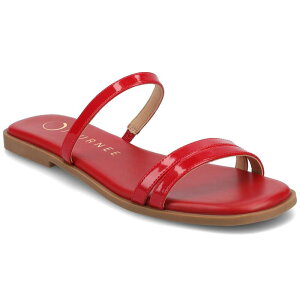 yz Wl RNV fB[X T_ V[Y Journee Collection Women's Multi Strap Slide On Flat Sandals Patent Red