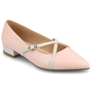 Wl RNV fB[X V[Y T_ q[ Journee Collection Camby Pointed Toe Covered Block Heel Women's Dress Flats Pink sN