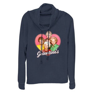 �A�j���L�����N�^�[ ���f�B�[�X �g�b�v�X T�V���c �O���t�B�b�N Licensed Character Women's The Golden Girls Galentine's Cowlneck Graphic Lightweight Long Sleeve Navy �l�C�r�[