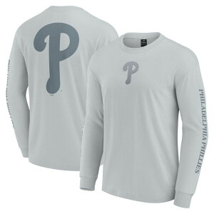 �t�@�i�e�B�N�X �����Y �g�b�v�X T�V���c Men's Fanatics Gray Philadelphia Phillies Elementstrive Long Sleeve T-Shirt Phl Grey �O���[
