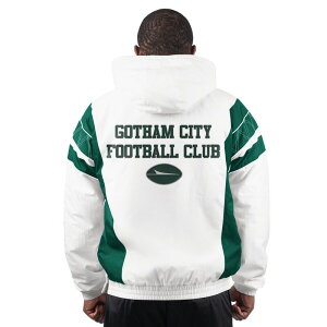 �X�^�[�^�[ �����Y �g�b�v�X T�V���c �p�[�J�[ �W���P�b�g Men'starter White New York Jets Gotham City Half-Zip Hoodie Jacket Jet White �z���C�g