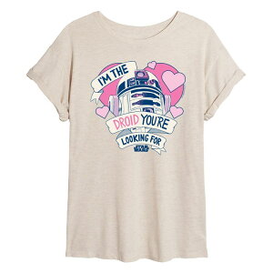 【送料無料】 スター ウォーズ レディース Tシャツ トップス Juniors' Star Wars R2-D2 I'm The Droid You're Looking For Oversized Tee Beige
