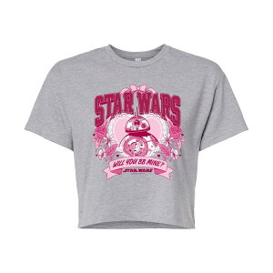 �X�^�[ �E�H�[�Y ���f�B�[�X �g�b�v�X T�V���c �N���b�v�h Juniors' Star Wars BB-8 Will You BB Mine Cropped Tee Heather Gray �O���[