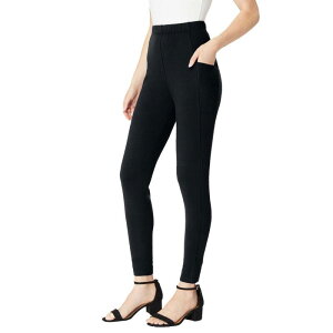 ���A�}���Y ���f�B�[�X �{�g���X �J�W���A���p���c �v���X�T�C�Y Roaman's Women's Plusize Side-Pocket Essentialegging Black �u���b�N