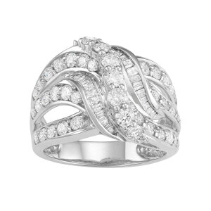 �A���u�����f�b�h ���f�B�[�X �A�N�Z�T���[ �����O Unbranded 10k White Gold 2 Carat.W. Diamond Swirl Multi Row Ring White �z���C�g