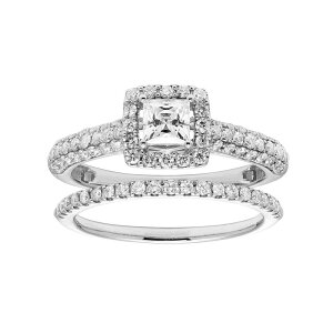 �A���u�����f�b�h ���f�B�[�X �A�N�Z�T���[ �����O Unbranded The Regal Collection 14k Gold 1 Carat.W. IGL Certifiediamond Square Halo Engagement Ring Set White �z���C�g
